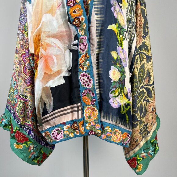 $650 NWOT Johnny Was Reversible Embroidered Silk Kimono Jacket Multi Size M - Picture 6 of 16